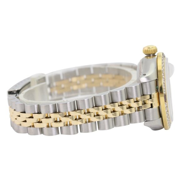 ROLEX DATEJUST CHAMPAGNE ARABIC DIAL DIAMOND-RUBY JUBILEE TWO-TONE WATCH 69173 - Picture 5 of 8